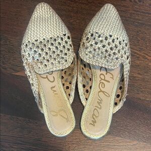 Sam Edelman Beige Woven Mules